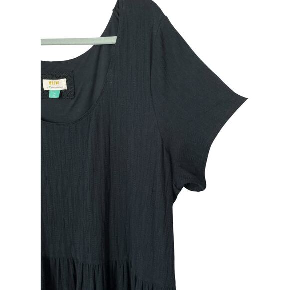 Maeve Anthropologie Gillian Tiered Maxi Dress Black 3X Casual Boho Romantic - Picture 8 of 15